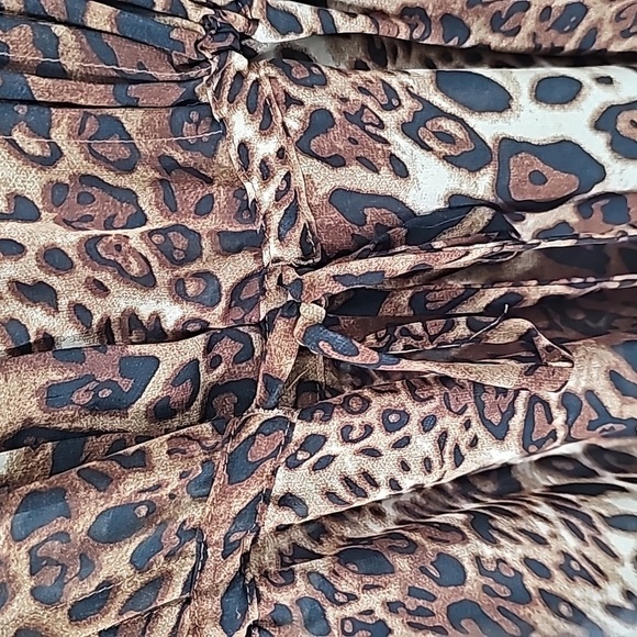 Sheer Leopard Print Shirt Dress Tunic w Button Front & Drawstring Waist - Picture 10 of 17